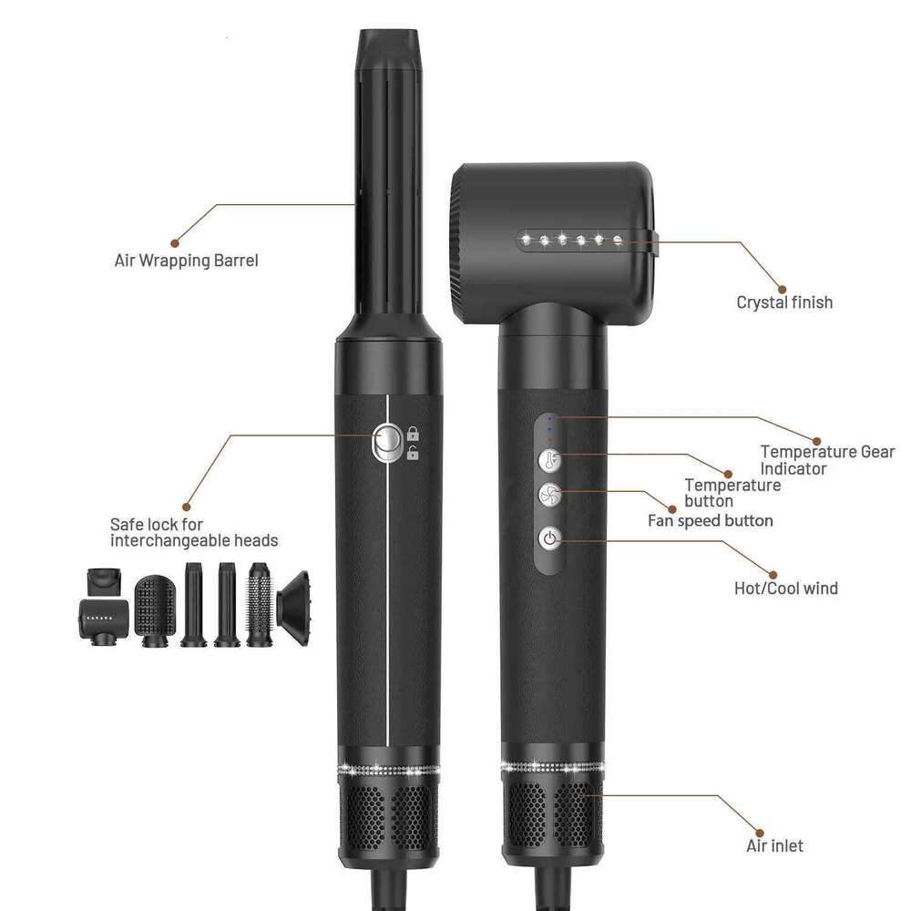 7 in 1 Professional Straightener 1400W Curler Electric Comb Dryer Brush Hot Volume Curlers Hair Style Set