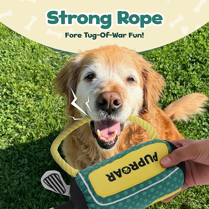 Golf Bag Squeaky Plush Dog Toys, Stuffed Plush Chew Toys with Durable Nylon Rope, Cute Soft Dog Toys for Teeth Cleaning, for Small Medium Large Dogs E