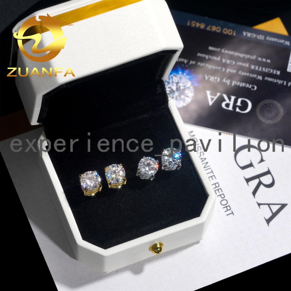 4 Prong Round Shape Earrings Moissanite 925 Silver 5mm 6.5mm 8mm Moissanite Stud Earrings Screw Back Pass Diamond Tester