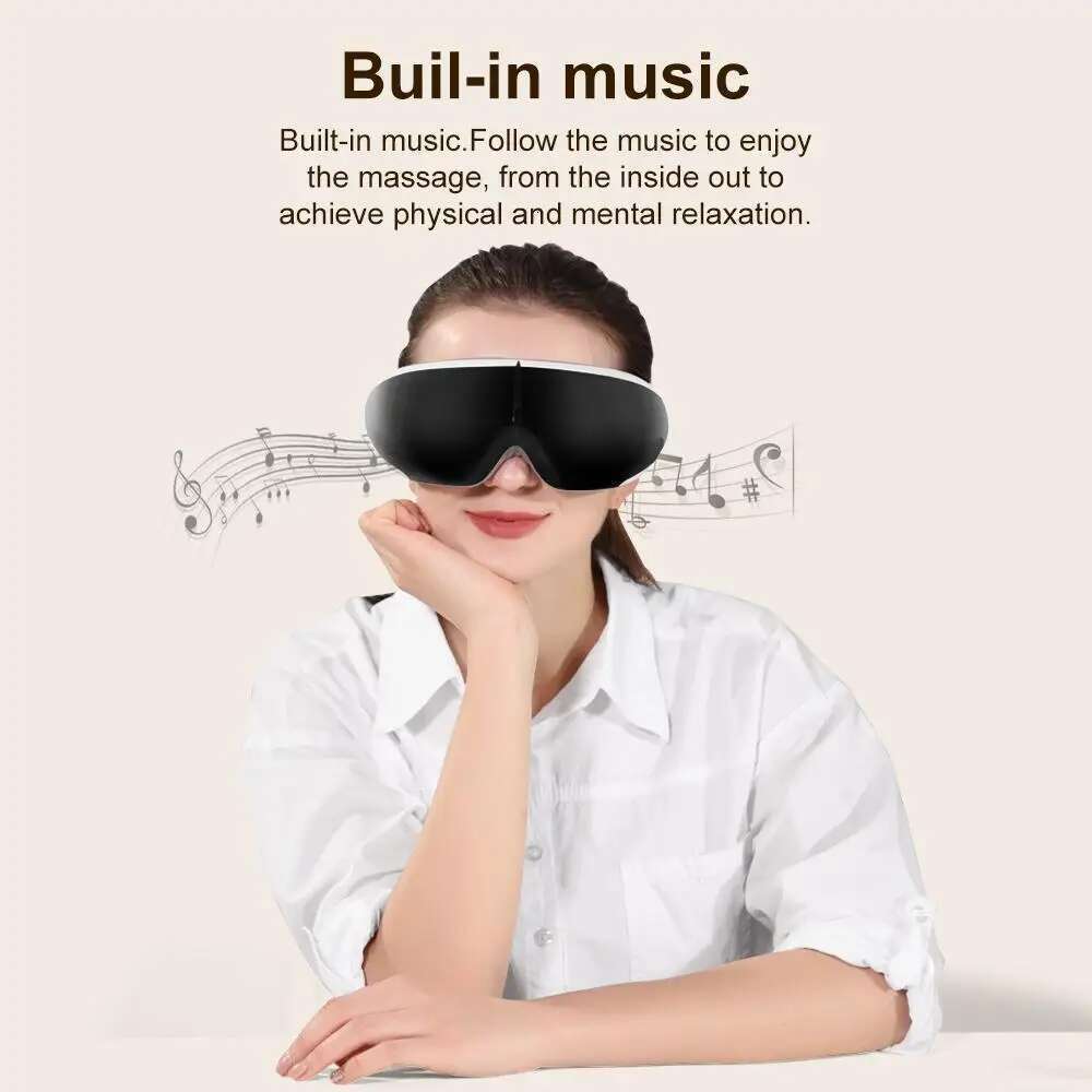 Rechargeable Smart Eye Facial Massager Bluetooth Music Foldable Air Pressure Heating Massage Relaxation