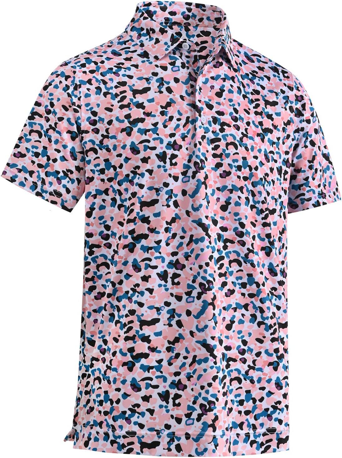 Mens Polo shirt Mens Polo Shirts Moisture Wicking Dry Fit Performance Mens Golf Shirt Regular Fit Fashion Print Short Sleeve Polo