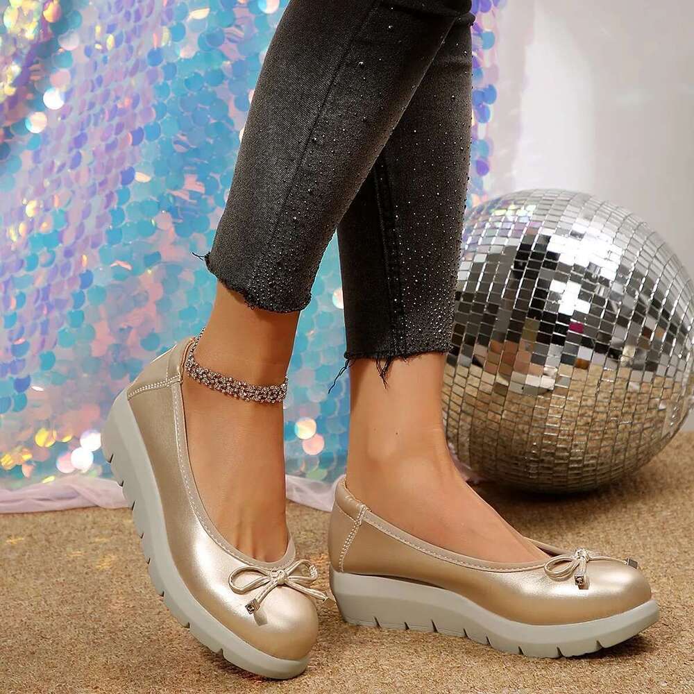 Women's Bowtie Creepers Casual Genuine Leather Flat Shoes Sneakers Ballet Soft Bottom Slip