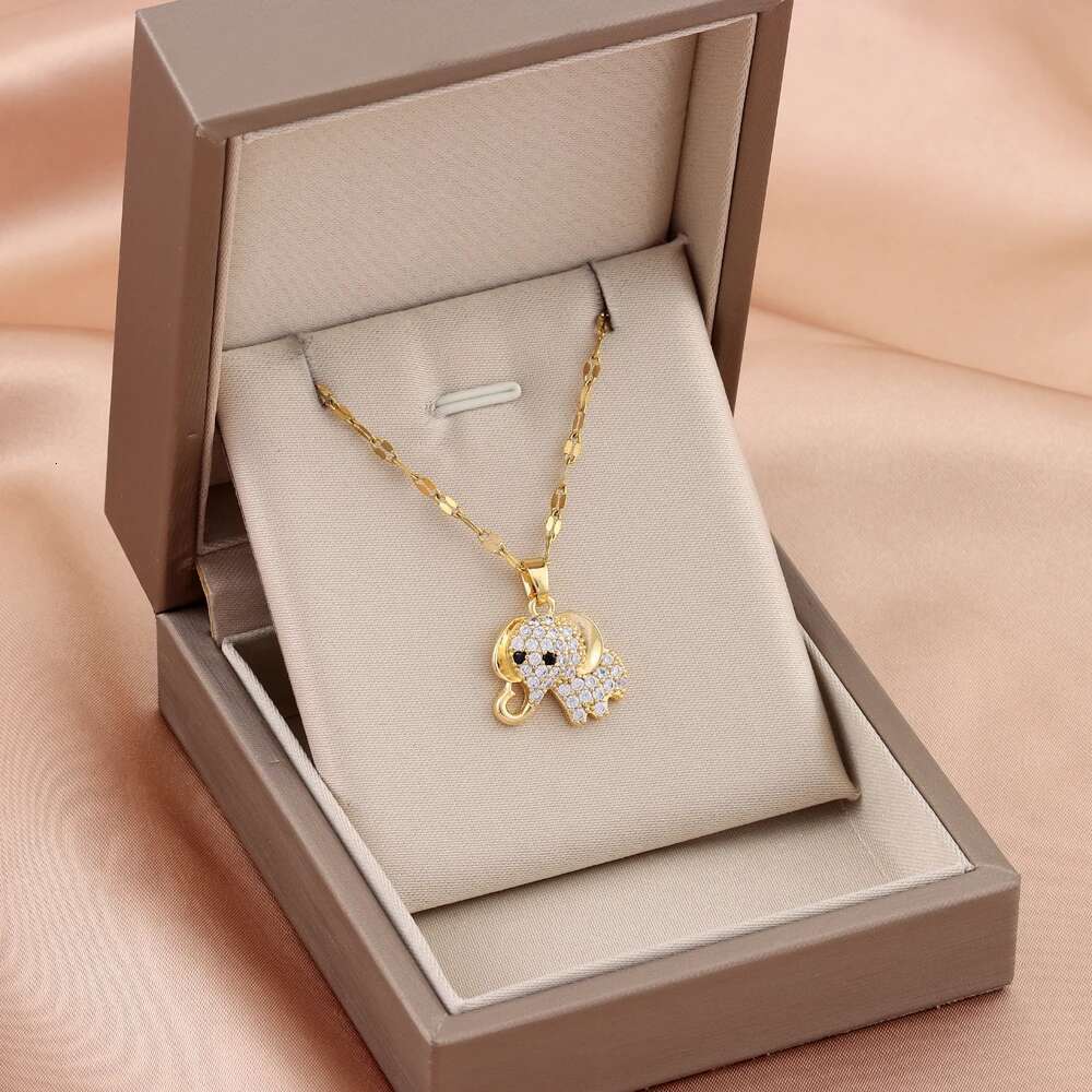 New Fashion Cute Baby Elephant Pendant Necklaces For Women Trendy Gold Color Stainless Steel Jewelry Female Neck Chain Wholesale