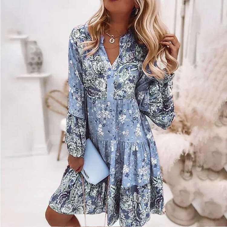Beach Dress Wedding Guest Dress for Women White Dress Skirt Dress Designer 2025 Spring/summer/autumn New Long Sleeved Womens V-neck Temperament Large 