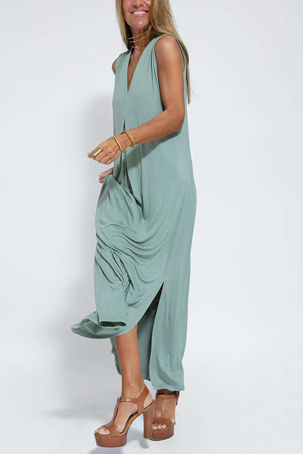 White Dress Maxi Dress New Solid Color Pullover V-Neck Dress Cardigan Jacket Set For Women KQ