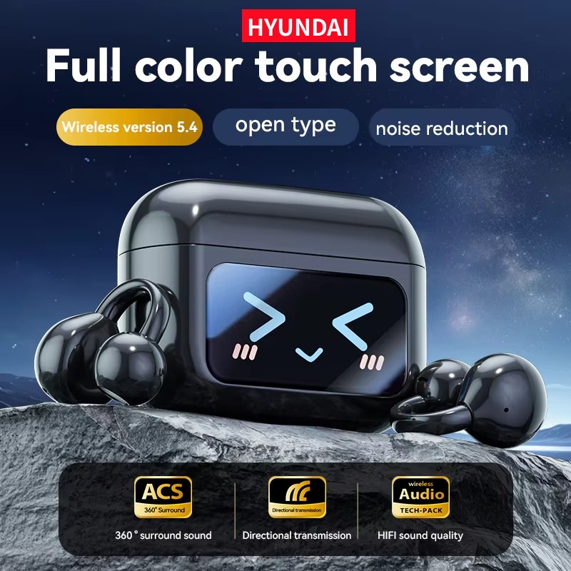 HYUNDAI M100 Wireless Bluetooth Headphones ENC Ear Clip Earbuds LED Digital Display Earphones Touch Control With Mic Earphones For Sports