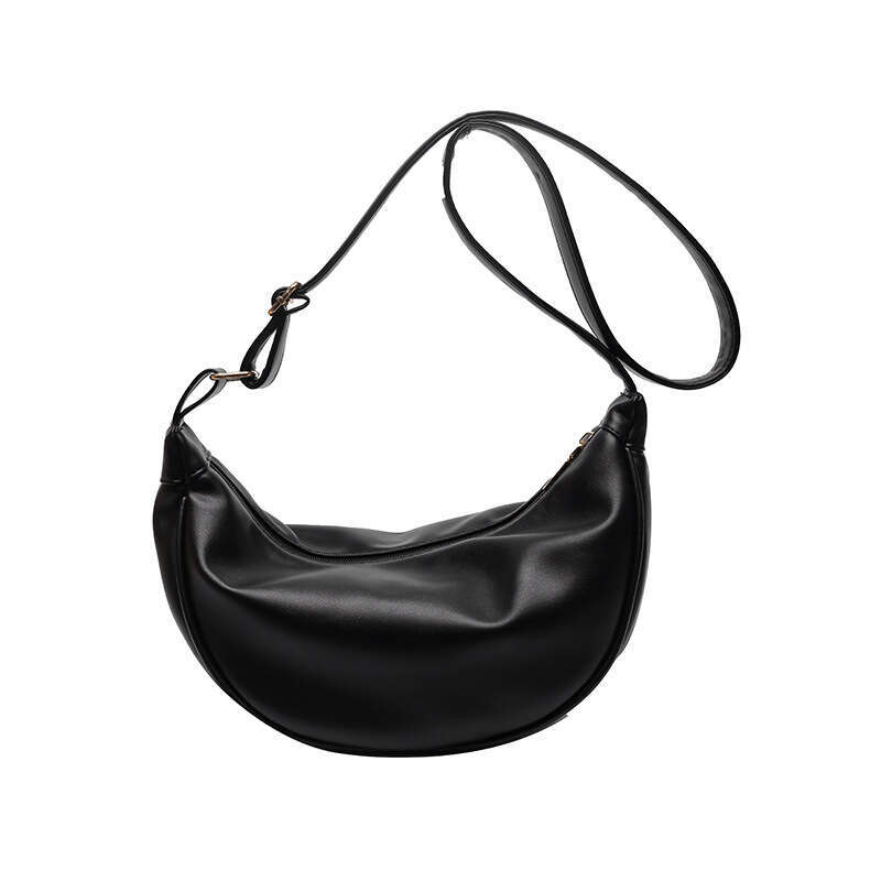 New western-style women's bag with fashionable texture, crossbody armpit bucket Japanese and Korean soft leather, solid color, single shoulder du