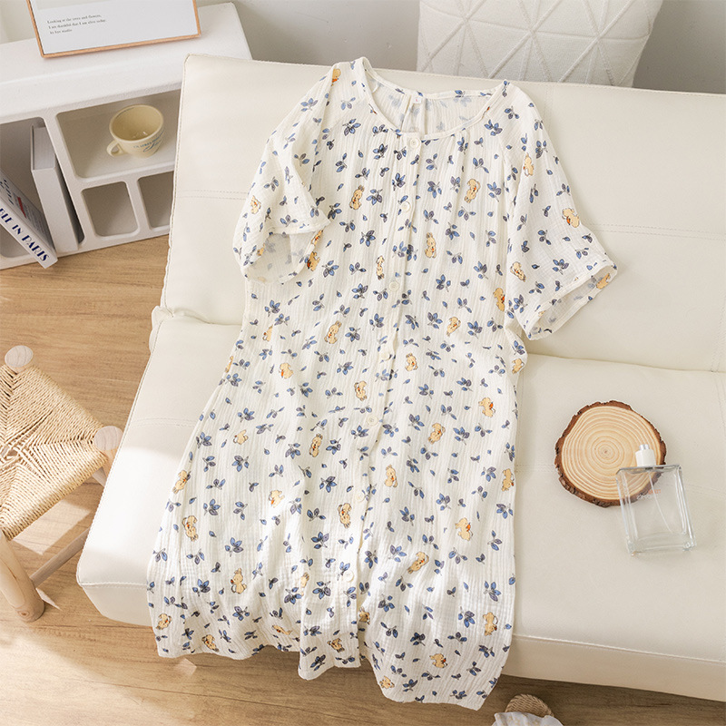 B882-Nightdress women summer sexy lace hollow dress pure desire style ice silk cool deep V mid-length skirt