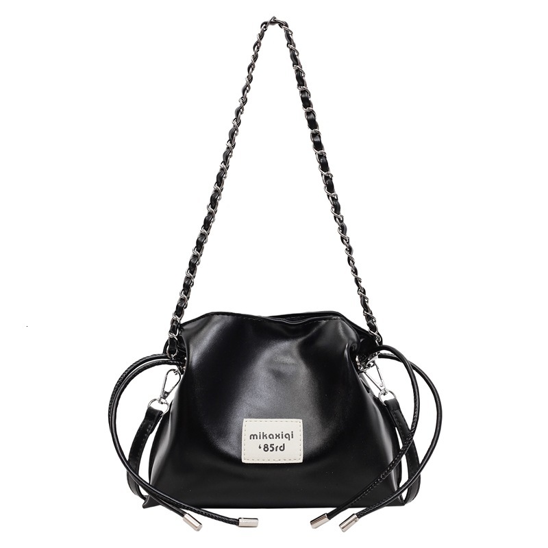 2025 new summer fashion niche design versatile bucket bag, women's high-end sense, solid color and western-style single shoulder crossbody bag