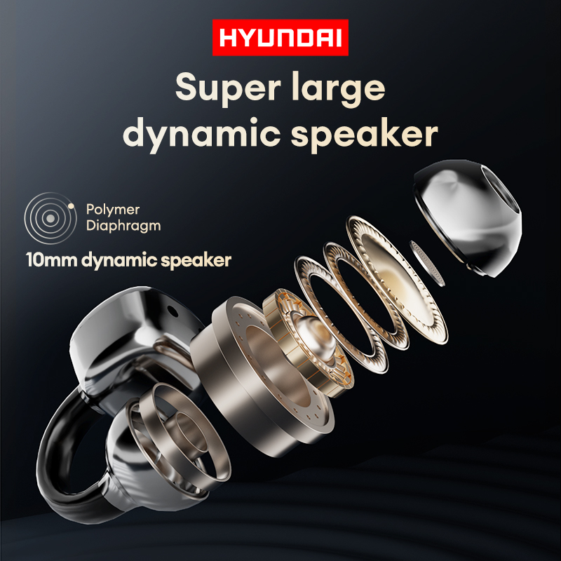 HYUNDAI HY-C02 LED Power Display Earphones Wireless Bluetooth Headphones Mic Noise Cancellation Stereo Sound Earphones