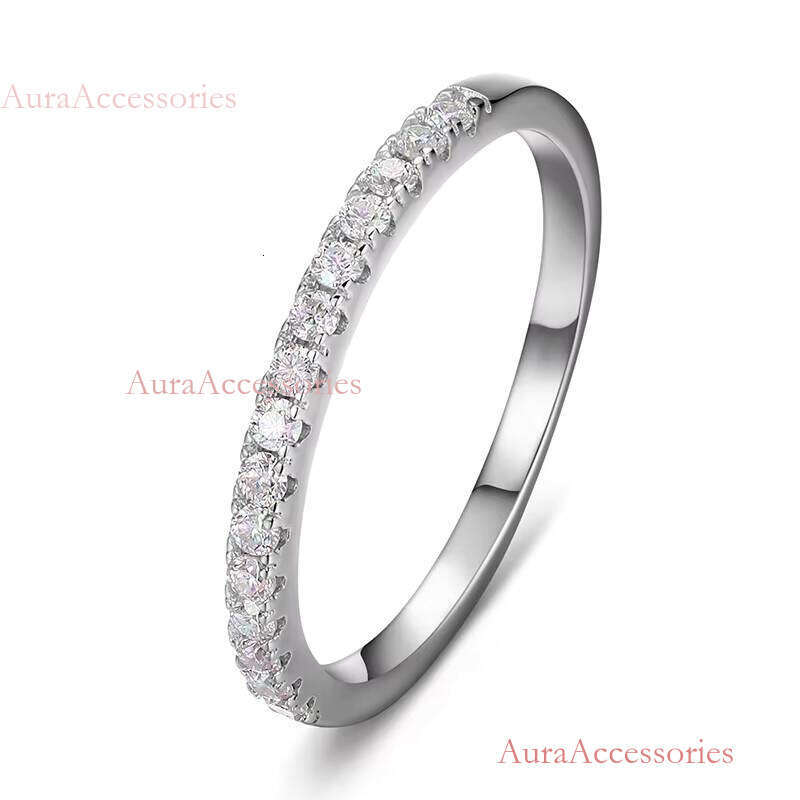 White Gold Plated Sterling Sier VVS Moissanite Dia Engagement Wedding Gift Women Band Ring