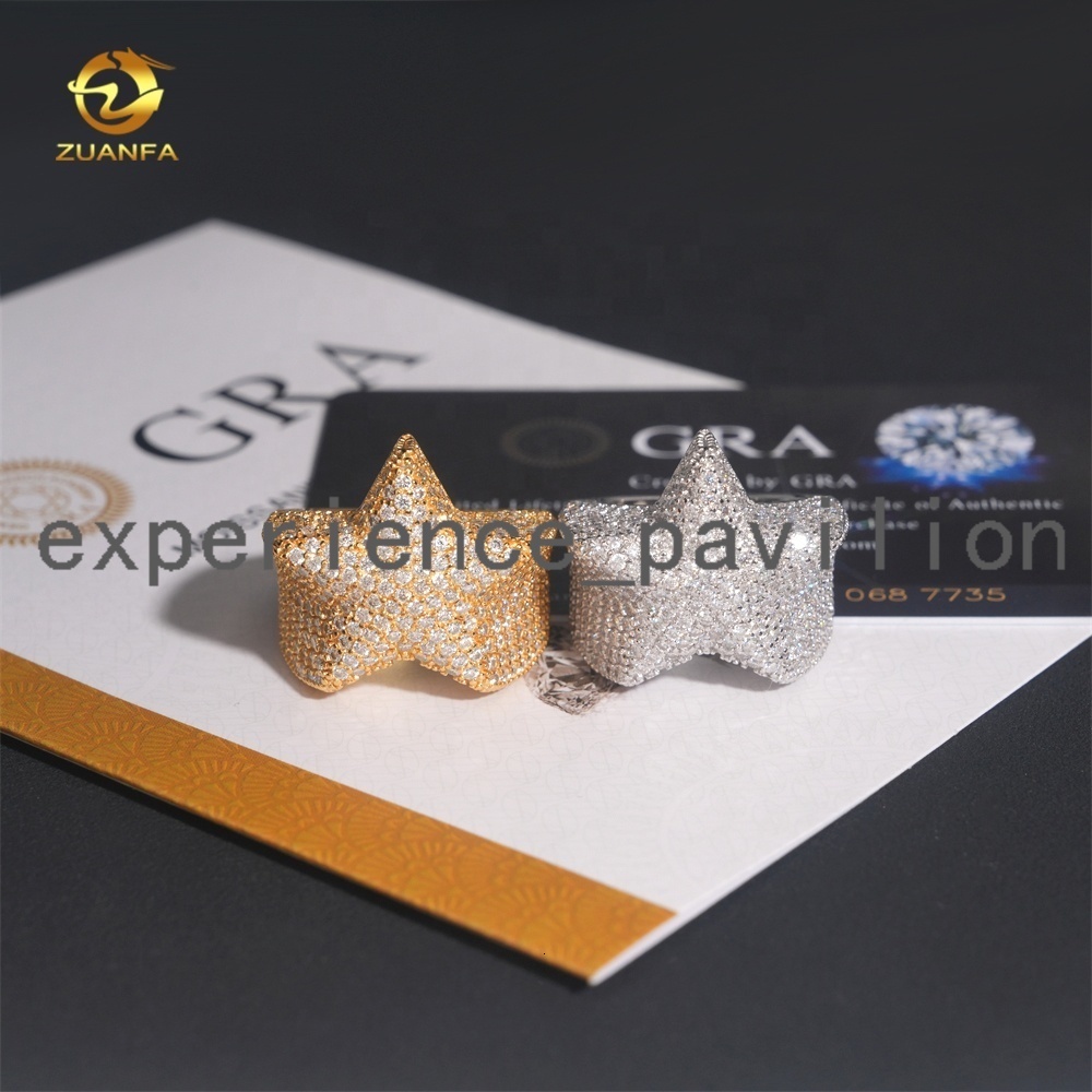 Pass Diamond Tester Hip Hop Star Iced Out Luxury VVS Mens 925 Silver Moissanite Ring