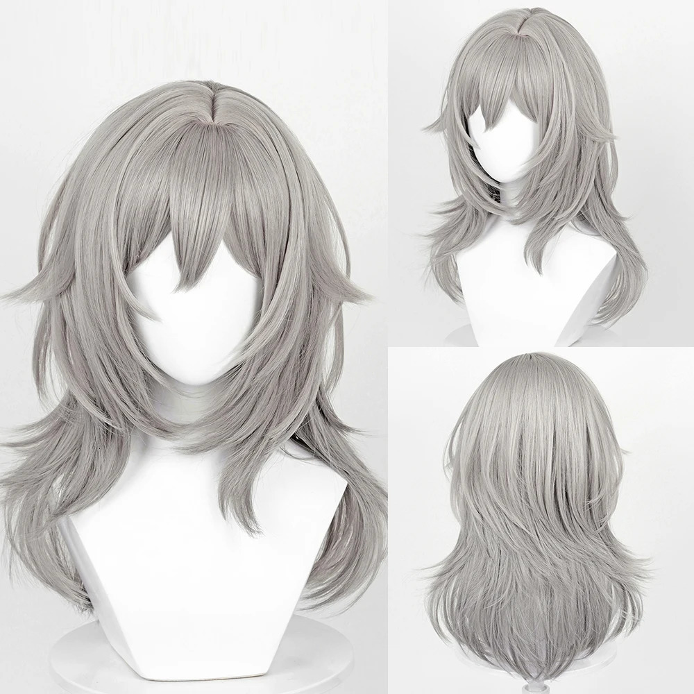 Long Straight Synthetic Grey Wig Stelle Cosplay Game Anime Women Fluffy Heat Resistant Wig for Daily Party 250512