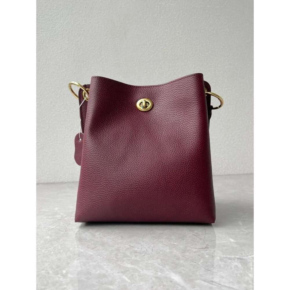 Office Ladies Shoulder Handbag Fashion Solid Color Genuine Bucket Bag Cow Leather Casual Women Single Crossbody Bags