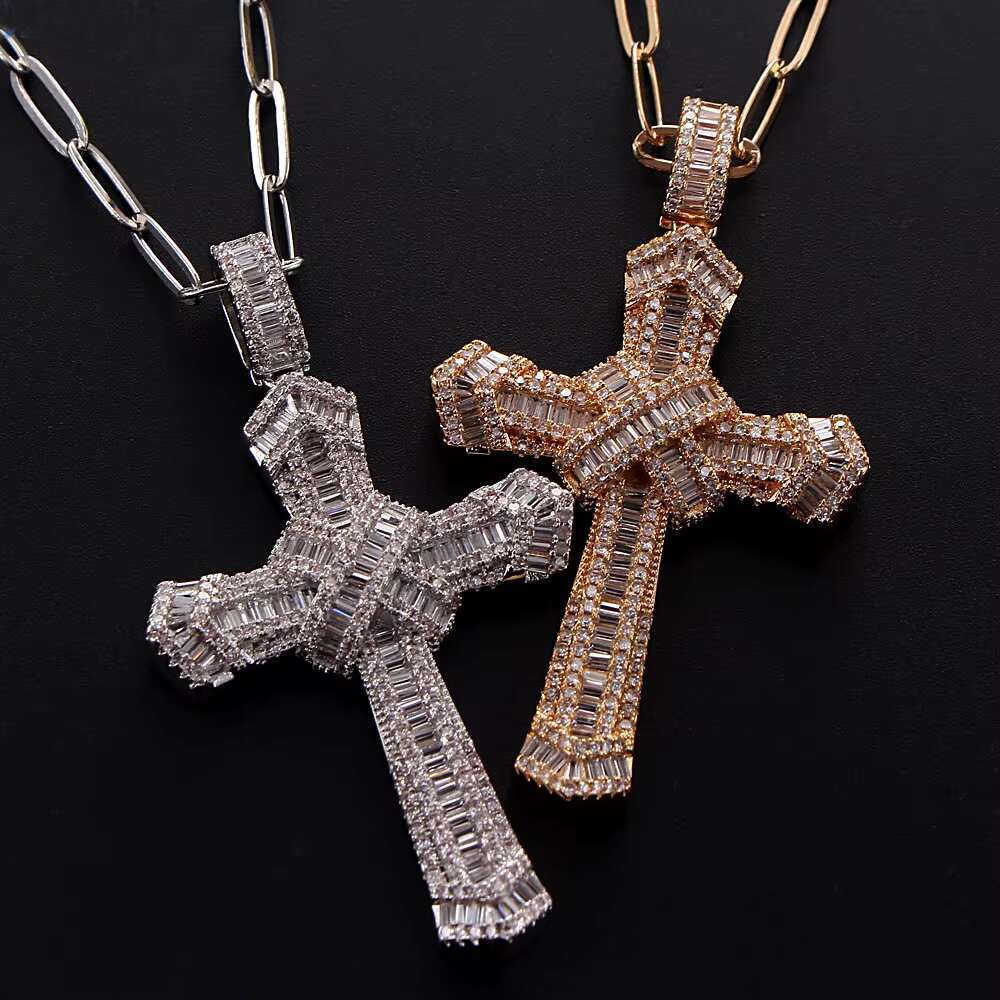 Hip Hop Dia Wholesale Jewelry CZ Cross Pendant for WOMEN Pendent Necklace Men