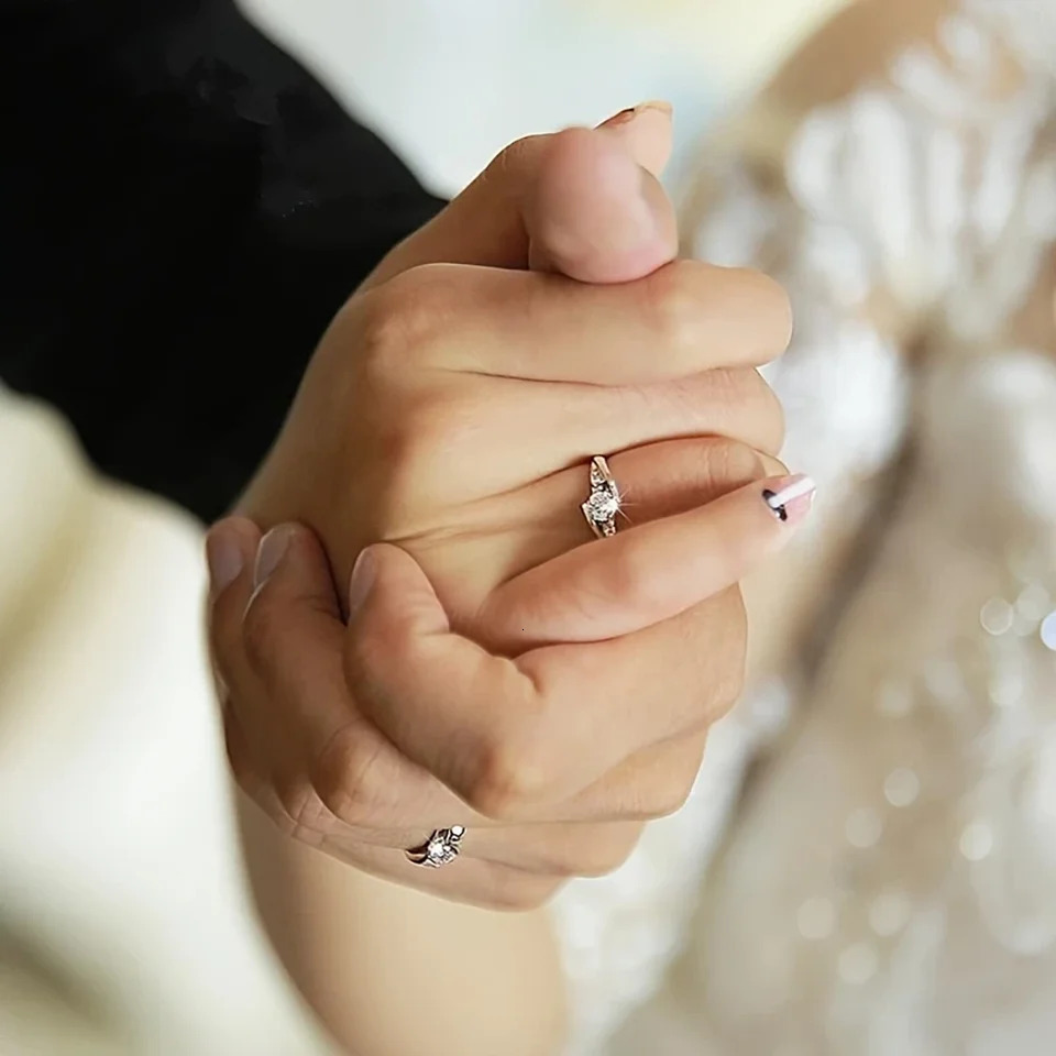 925 Silver Couple Rings Wedding Engagement Bands for his and hers engagement bands rings open adjustable 250515