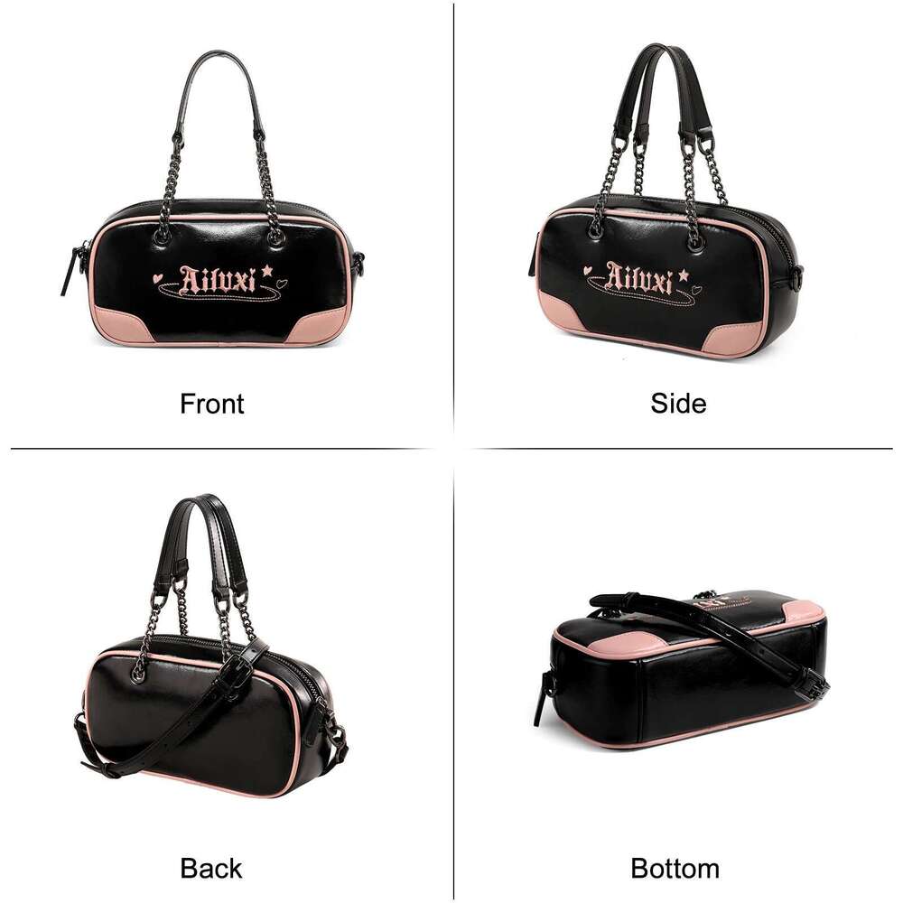 AILUXI New Original Design Boston Replica Bowling Bag Textured Leather High-Quality Premium Handbag