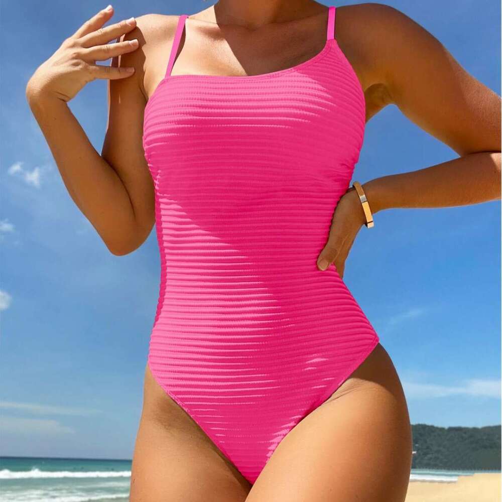 New European and American with chest cushion, sexy one-piece swimsuit, fashionable women's swimsuit wholesale factory, 2025 new casual versatile 