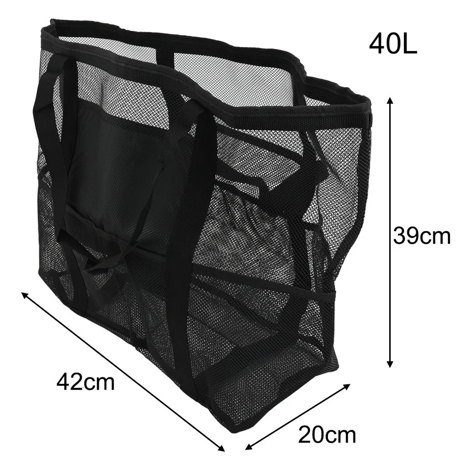 1 Pc Beach Tote Bag Mesh Hollow Foldable Bathroom Storage Bag With Mini Pocket For Swimming Beach HandBag Accessories 250515