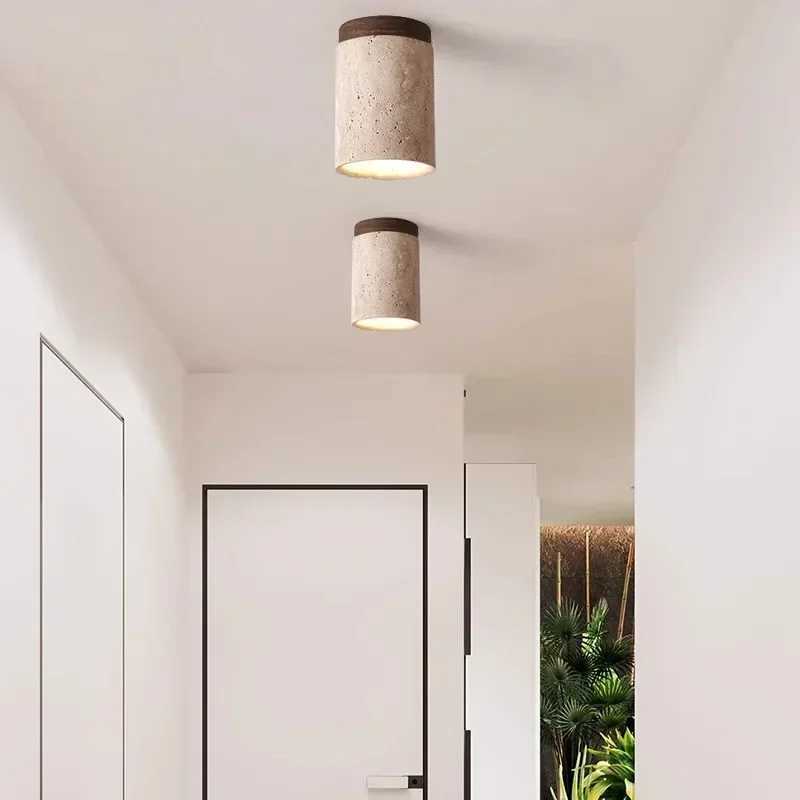 Modern Travertine Stone Ceiling Lamp Hallway Foyer Bedroom Corridor Flush Mounted Staircase Indoor Lighting Fixture Home Decor Z250515