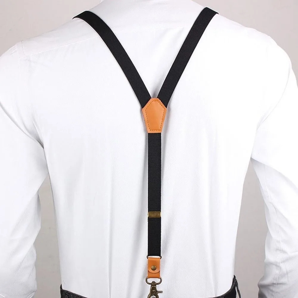 Straps Solid Color For Men Stripe Strap Clip 3 Hooks Tie Suspenders Clips Hanging Pants Clip Adjustable Braces 250515