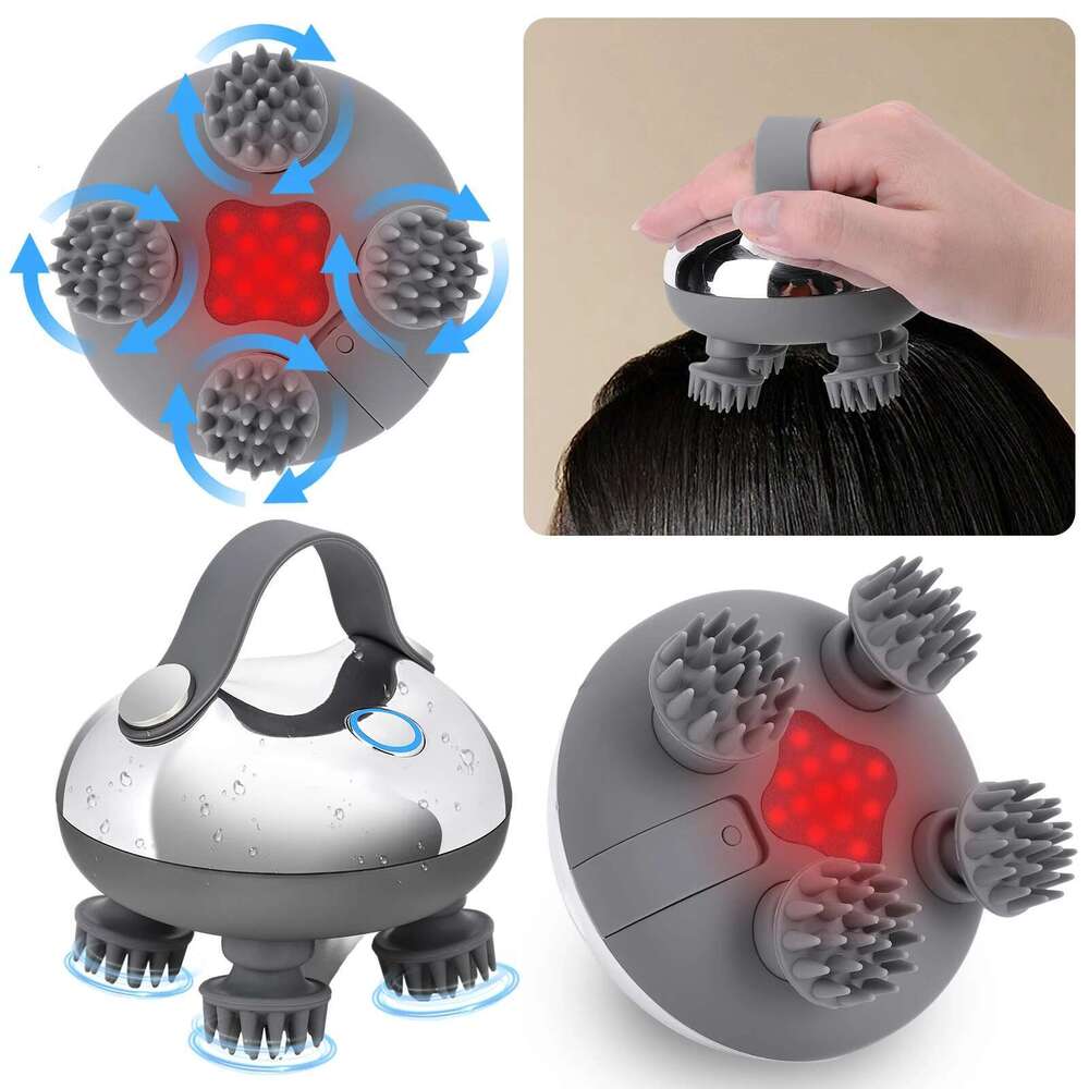 Electric Massager with 8 Silicone Massage Heads Scalp Kneading Vibrating Device IPX7 Waterproof for Body Relaxation