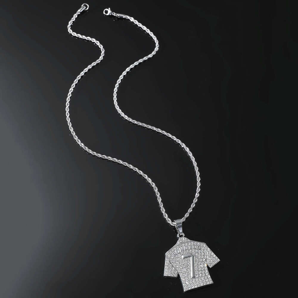 Hip Hop Personalized Trend Set with Full Dia Size 7 Jersey Pendant 3D Men's Necklace