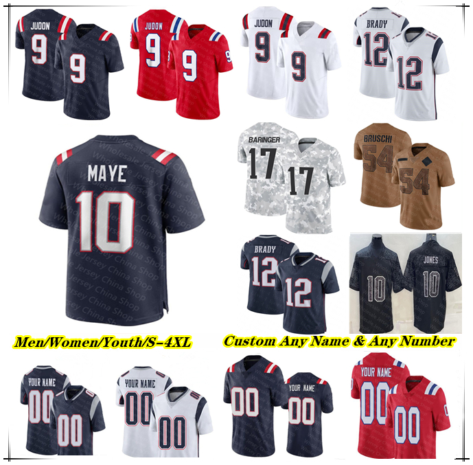 Drake Maye Jerseys Football Tom Brady Stefon Diggs Rhamondre Stevenson Hunter Henry Will Campbell TreVeyon Henderson Kyle Williams Christian Gonzalez Douglas 4XL
