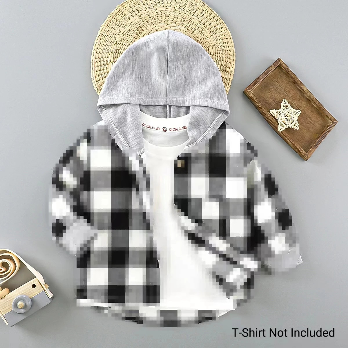 Childrens Spring And Autumn Shirts Children Boys Hooded Plaid Shirts Baby Girl Long-Sleeved Square Bottoming Jacket Tops 250515