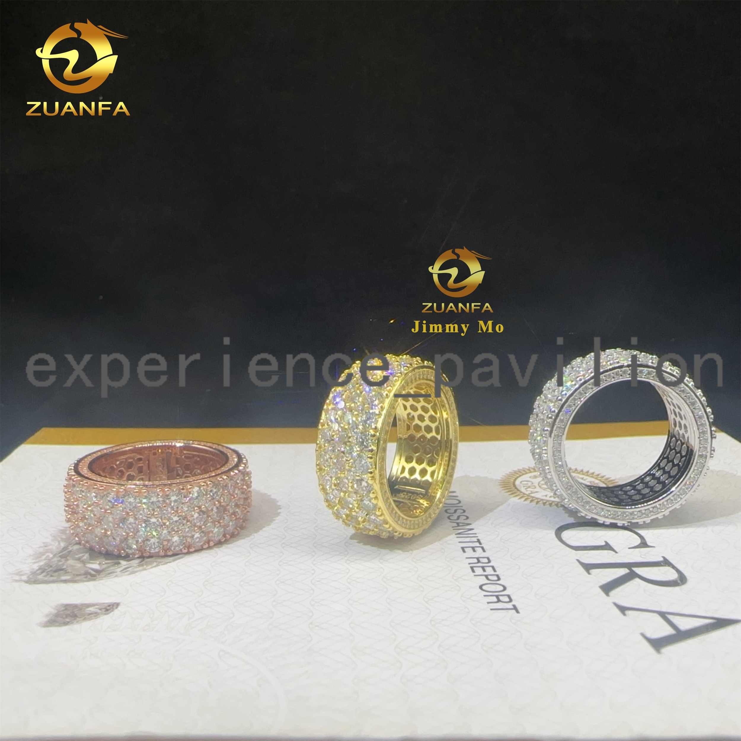 New Arrivals Luxury Jewelry Pass Diamond Tester 925 Sterling Silver Fully Iced Out VVS Moissanite Diamond Eternity Band Ring