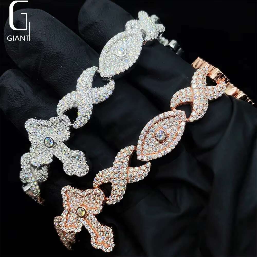 Sier VVS Moissanite Dia Bracelet New Arrival Hip Hop Style Jewelry Custom Iced Out Cross Infinity Cuban Link Chain