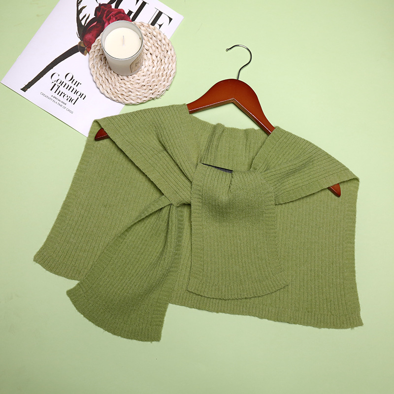 K730 Arctic velvet knitted shawl outerwear for women Korean style spring and autumn all-match air-conditioned room warm scarf shoulder drape solid col