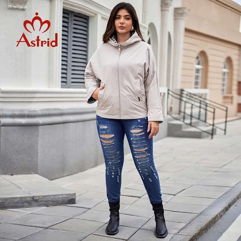 Astrid Women's Autumn Winter Parka Plus Size Woman Clothing Fashion Leopard Padding Hood Female Reversible Jacket Quilted Coats