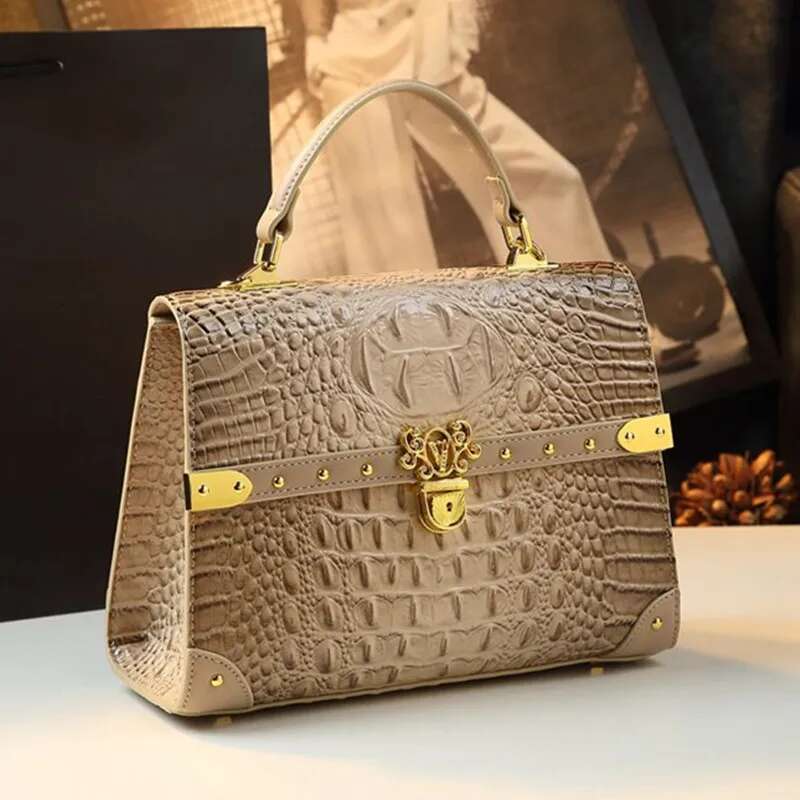 Genuine Leather Women's Bag 2024 New Crocodile Print Handbag Fashion All The Cross-Body Shoulder Bags
