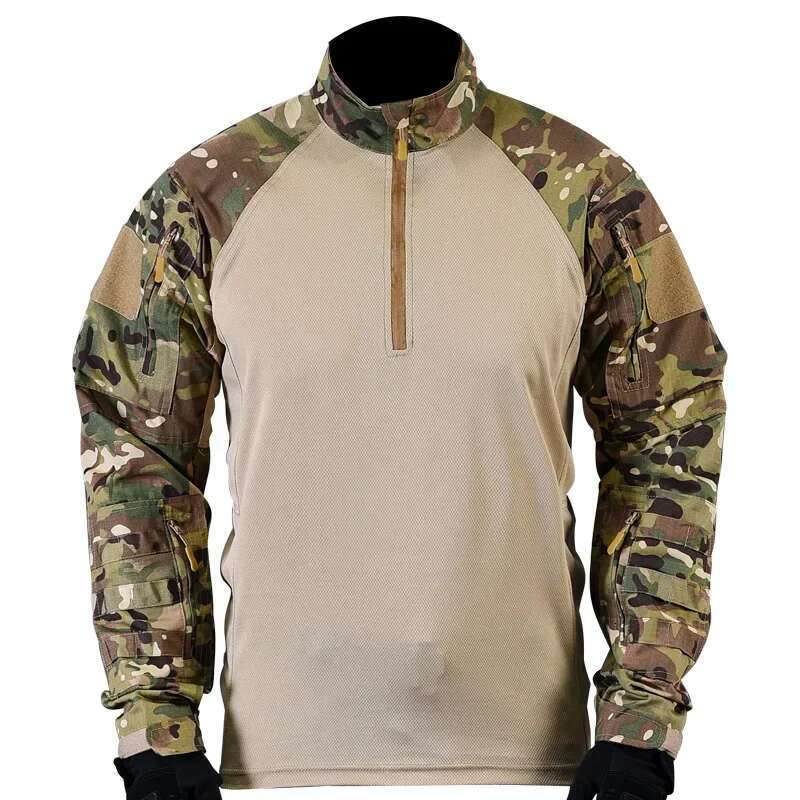 Tactical Shirts Combat Shirt Men Clothing Long Sleeve T-Shirts Breathable Airsoft T-shirt Camo Quick-dry Paintball T-Shirt Tops
