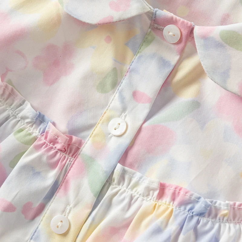 Dave Bella Spring Baby Girl Clothes Long Sleeve Blouses Floral Cotton Kids Shirts Children Kids Tops DB1240032 250515