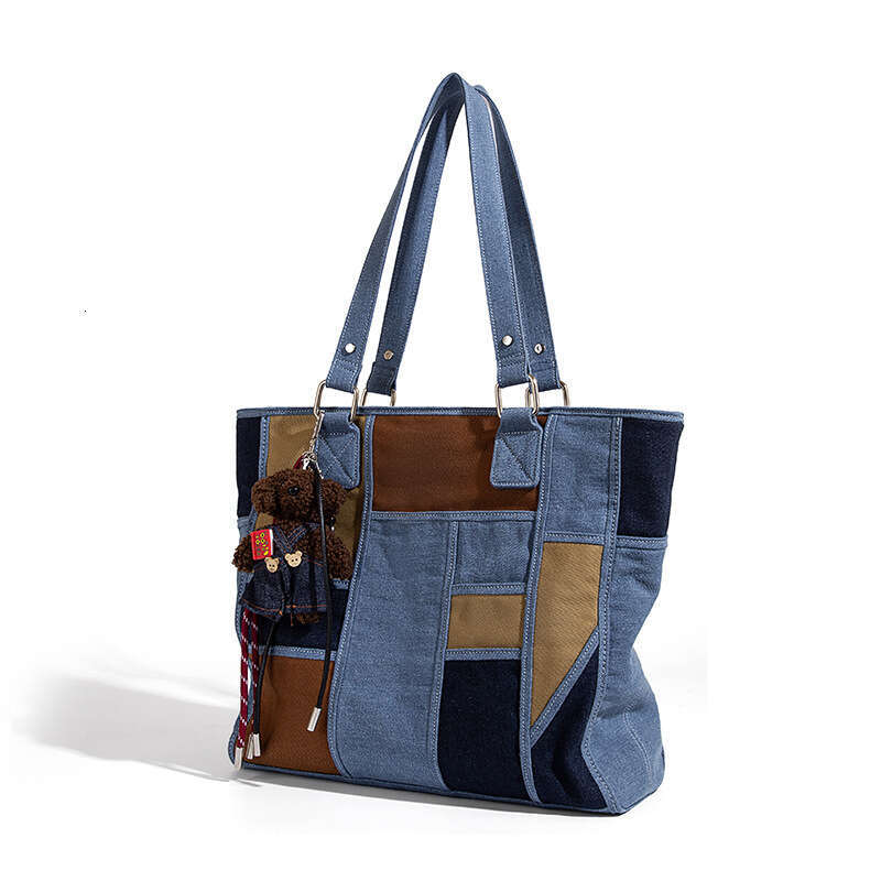 Women's Bags Designer Design Canvas Denim Tote Women's Spliced Large Capacity Bag, Commuting Guangzhou Bag