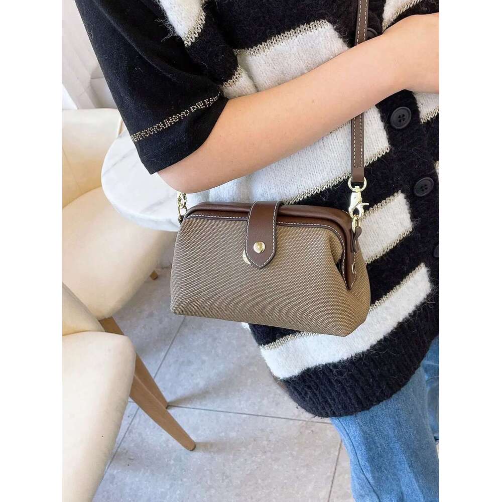 2024 New Fashion Women's Bags High-End Retro Blue Color Block Crossbody Small Casual Clip Shoulder Bag