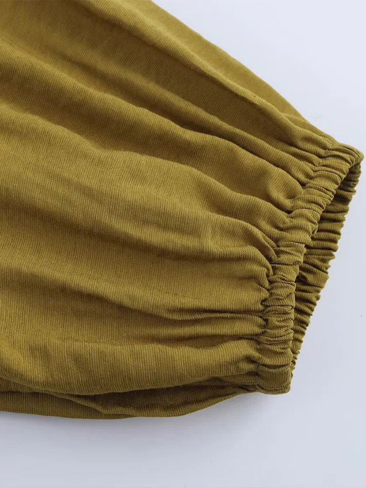 Womens Clothing European and American Style Loose Layered Decoration Puffy Long Sleeve VNeck Shirt 250515
