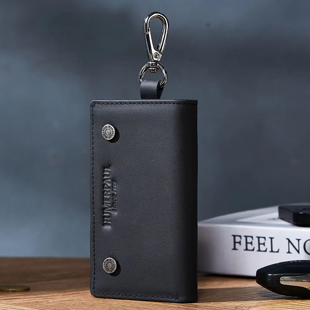 KAVIS Genuine Leather Key Wallet for Men Portable Car Key Puuch Bag Vintage Card Holder Case Zipper Coin Pocket Moeny Bag 250515