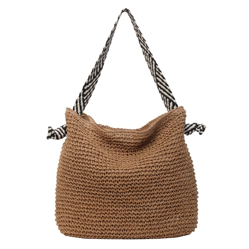 High quality new bag for vacation beach grass ladies 2025 designer new lazy style woven bag, large capacity fashionable single shoulder armpit bag