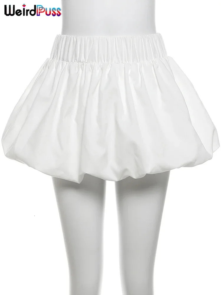 Weird Puss Casual Solid Skirts Women Y2K Summer Trend Simple Pleats Midnight Waistband Wild Party Prom Streetwear Mini Bottoms 250515
