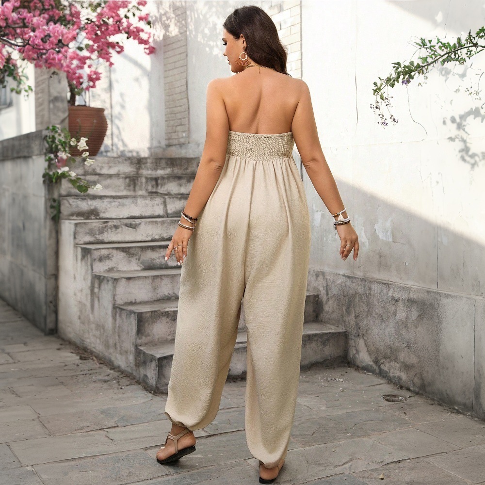 2025 New Plus Size Womens Instagram Vacation Elegant Jumpsuit Spring/summer New Loose Jumpsuit