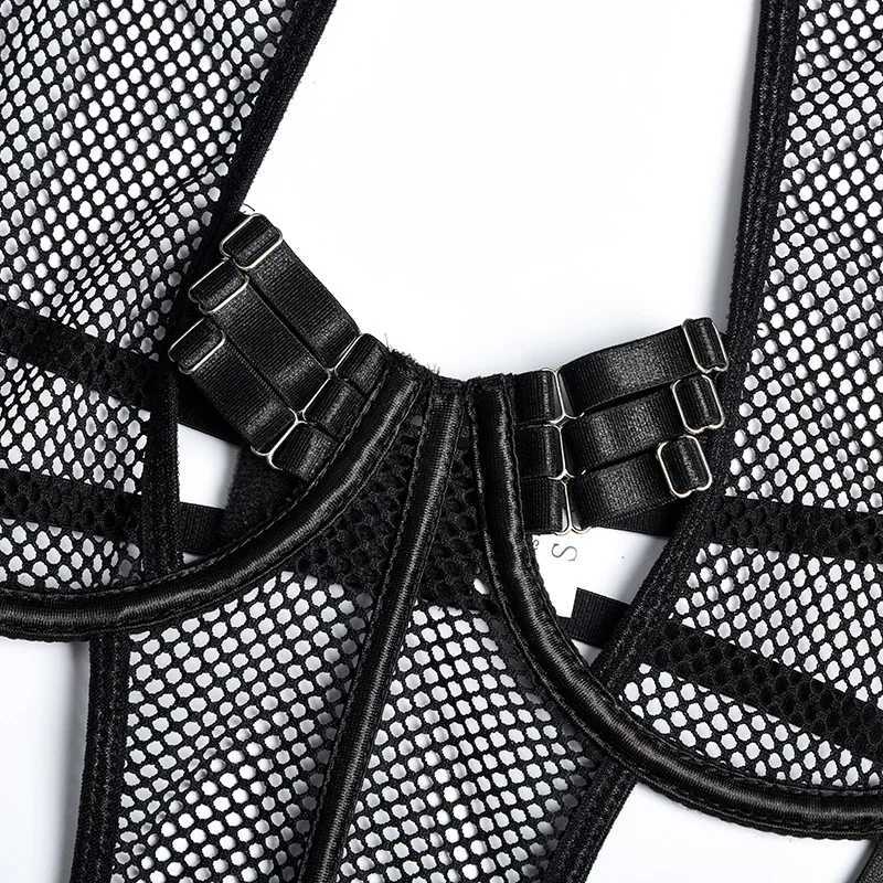 Ellolace Sexy Exotic Costumes Sensual Lingerie Transparent Bandage Erotic Apparel Porn Goth Mesh Sex Outfit Sissy Top and Briefs W250516