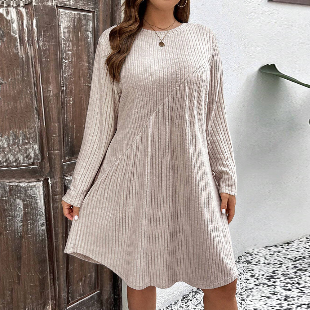 Plus Size Womens Elegant and Intellectual Style Dress for Autumn and Winter Loose Fitting and Slimming Mid Length Skirt