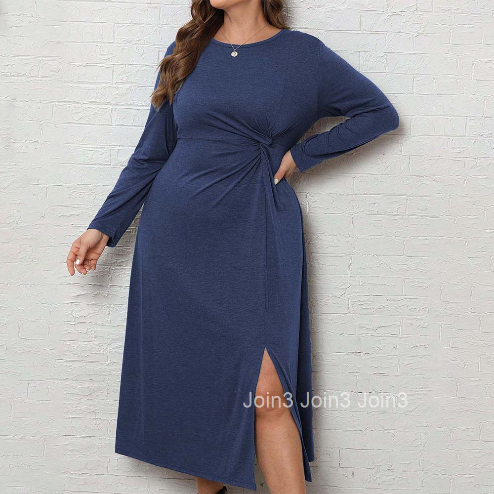 Plus Size Womens Simple and Elegant Style Dress Versatile Autumn and Winter Fashion Commuting Mid Length Skirt