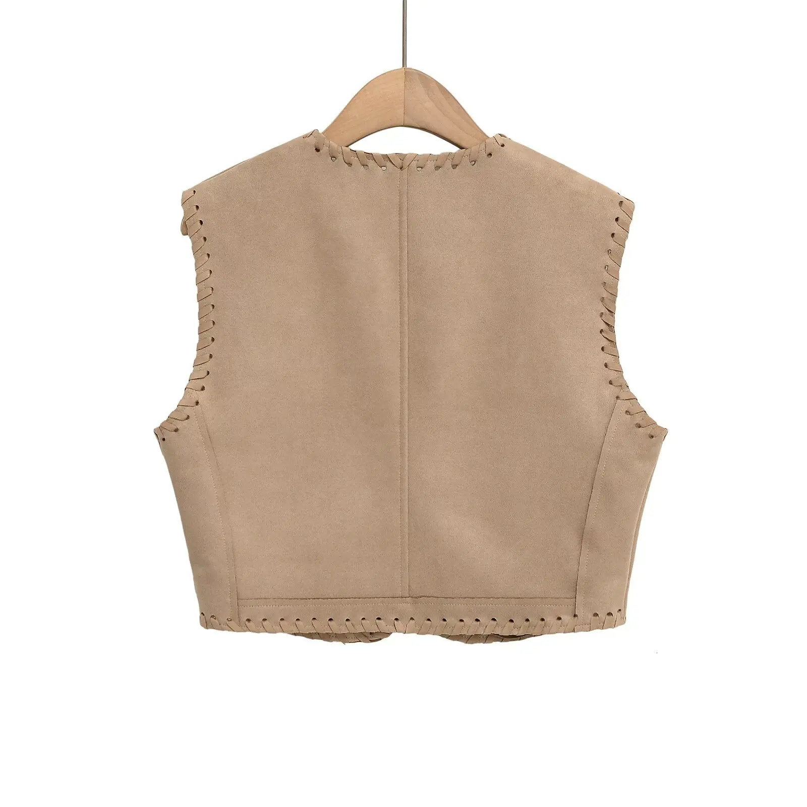 European and American style 2025 n suede texture buckless fashion versatile vest 250506
