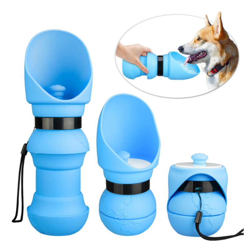 free shipp ing Pet outdoor food grade silicone water cup 550 ml large c a p a city anti overflow l e a k p r o of hanging design, one k fold ab l e, w