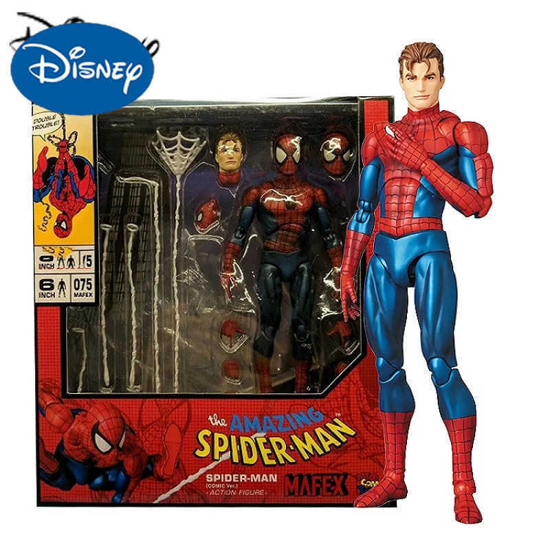 Disney Mafex 075 Spiderman Action Figure 16cm High Quality Spider Man Multiple Accessories Model Doll Toys Collection Gifts W20250516