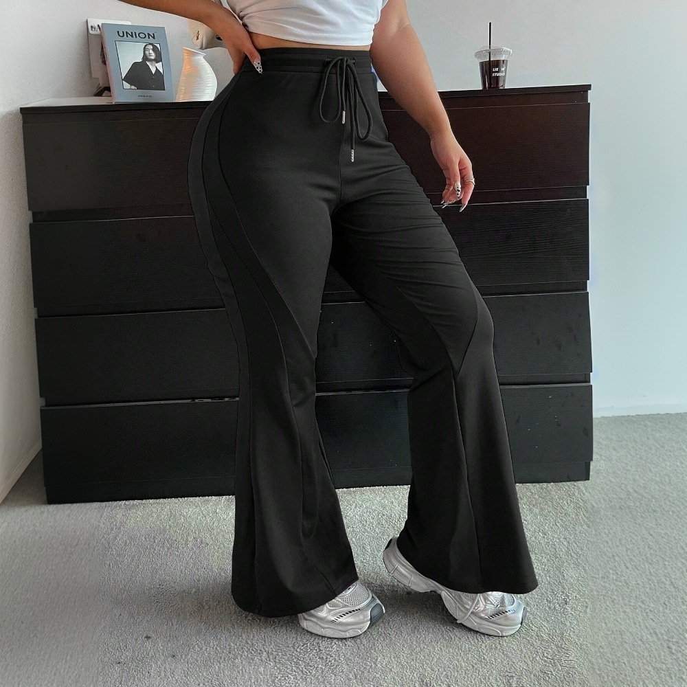 Large Size Womens Commuting Versatile Elastic Waisted Casual Pants for Spring and Summer Slim Fit and Wide Leg Pants